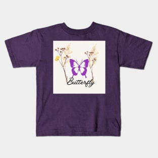 Butterfly with flowers  t-shirt design. Kids T-Shirt